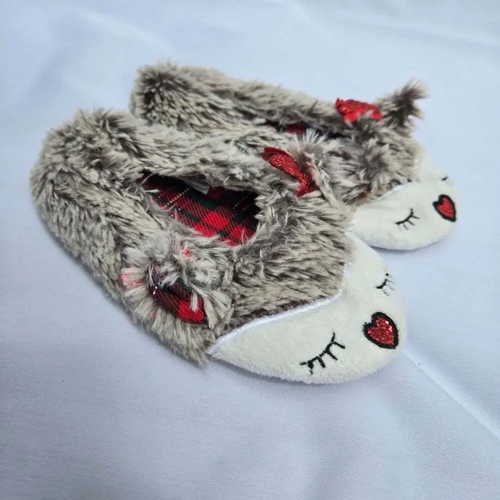 Adorable Furry Kids Slippers with Red Accents